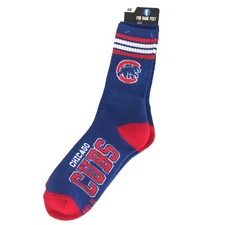 CHICAGO CUBS 4 Stripe Deuce Men's Large Crew Socks 10-13 Royal Blue Red