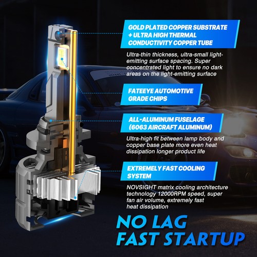 NOVSIGHT 9005 H11 Combo LED Headlight High Low Beam Bulbs Kit 80000LM 400W 4pcs - Picture 6 of 12