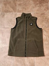 Boys CAT Green Zip Fleece Vest Size M 10-12