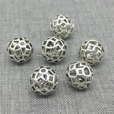 4 pièces de perles rondes fleurs en argent sterling 925 10,5 mm pour collier