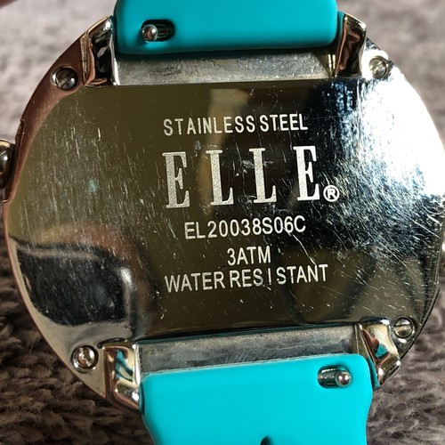 Elle Women Dual Time Travellers Pave Dual Time Rubber Quartz Analog Watch 7 1/4" - Picture 8 of 11