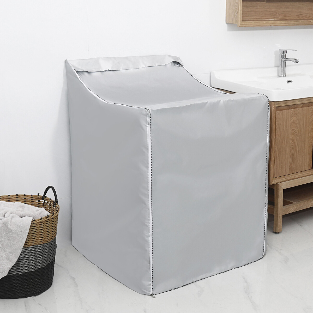 Front and Top Load Portable Washing Machine Cover with Zipper, 28 x 29
