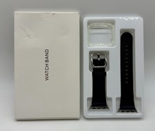 Leather Band For Apple iWatch 38-40mm Series 5/4/3/2/1 Dark Blue Clear Bezel
