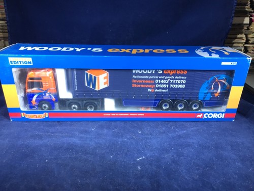 K-73 CORGI 1:50 SCALE DIE CAST TRUCK - CC13420 MAN TGA CURTAINSIDE - WOODY’S  - Picture 1 of 7