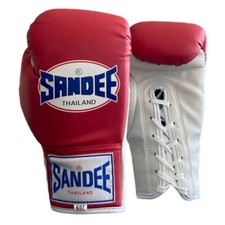 Sandee Authentique Junior Dentelle Haut Pro Combat Gants de Boxe Muay Thaï Rouge