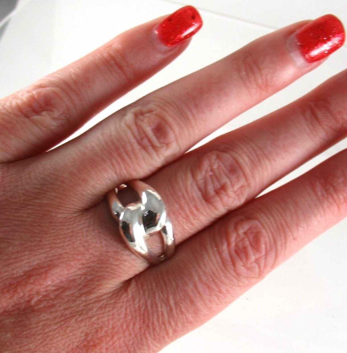 .925 Sterling Silver Statement Ring Knot Band Neg… - image 2