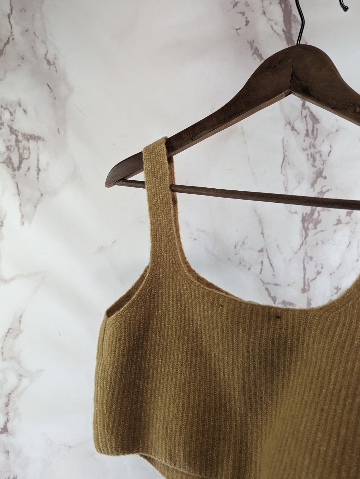 Everlane Wool Bra Women Large 12 Camel Tank Cozy Stretch Cami Sweater Crop Yak 