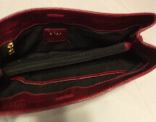 Monsac Red Croc Embossed Leather Hand Bag Handbag Clutch Womens Purse w/Dust Bag - Picture 11 of 12