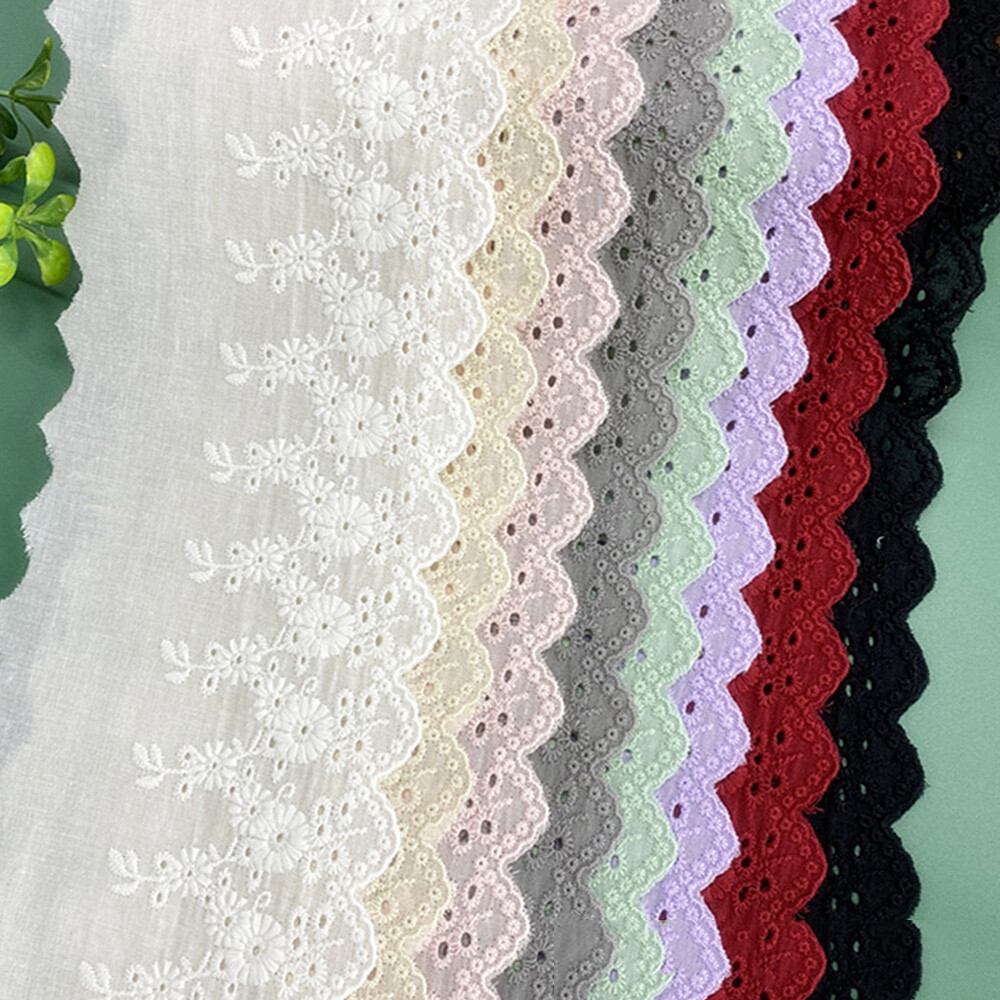 1Yard 11cm Wide Cotton Embroidery Lace Trims for DIY Wedding Dress