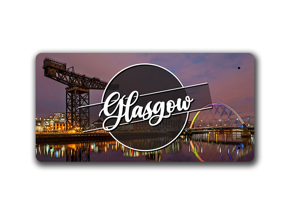 Glasgow Night Landscape - Scotland - Metal Sign