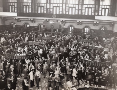 USA New York Börse am ersten Kriegstag 2.WK altes Foto 8. Dezember 1941