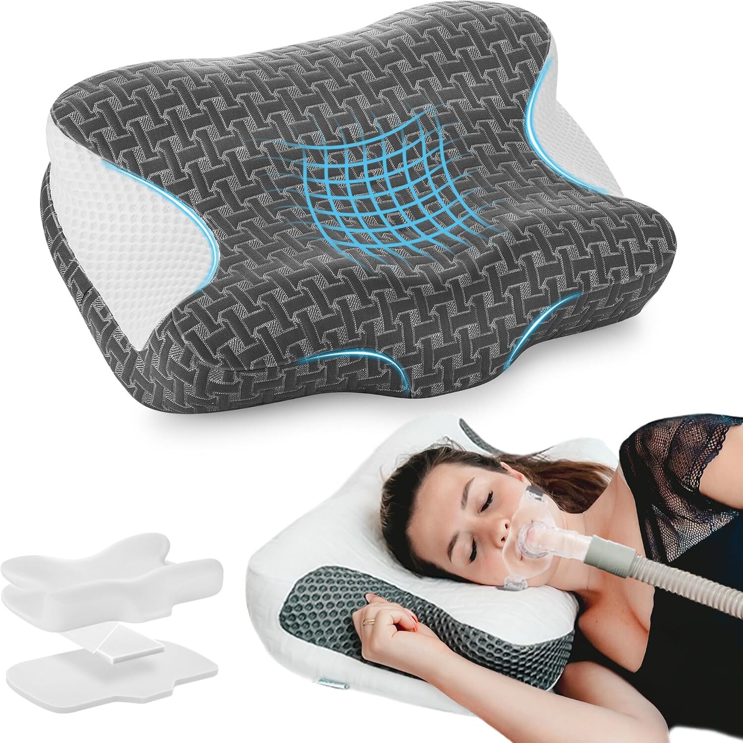 Adjustable Memory Foam Neck CPAP Support Pillow for Better Sleep