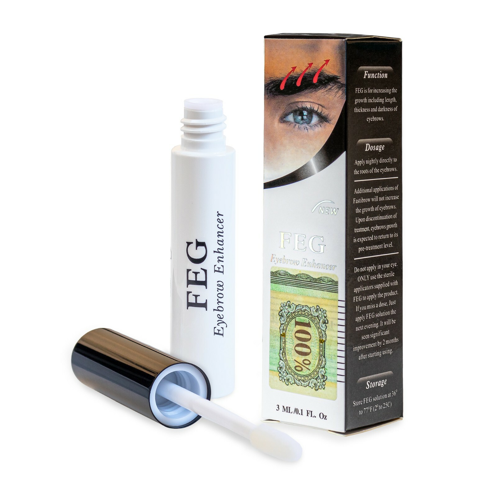 Image 1 - FEG Eyebrow Eye Brow Growth Length Thickness Darkness Enhancer Serum 100% Natura