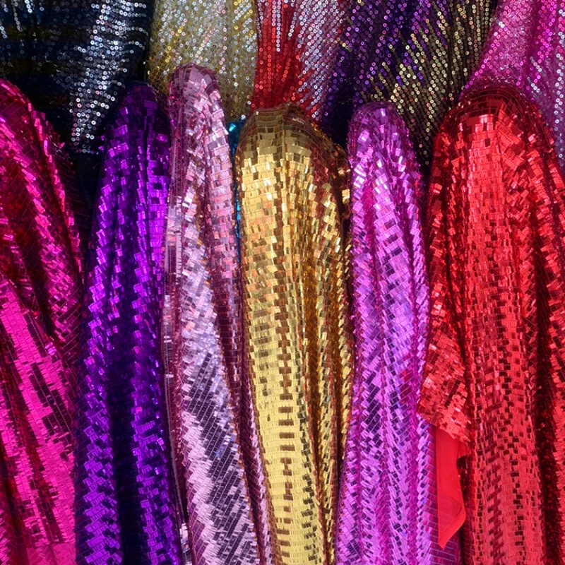 Bling Glitter Shiny Rectangle Sequin Fabric for Dress Stage Party Background - Image 2 of 4