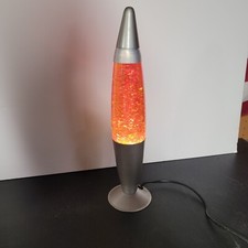 Vintage Glitter Lava Lamp Bullet Shape Chrome Gold