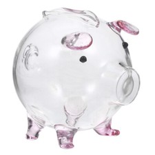 Hucha de vidrio borosilicato alto transparente de 1 pieza alcancía de dibujos animados tarro