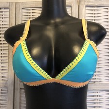 NWT Cupshe Bikini Top XS Teal Orange Yellow