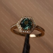 GREEN Sapphire ring 925 Silver White Gold Plated ROUND Cut wedding Ring