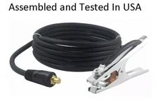 200 Amp Ground Clamp Welding Lead Dinse 3/8 - 1/2 10-25 35-70 Twist Lock 20 Foot