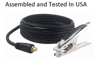 200 Amp Ground Clamp Welding Lead Dinse 3/8 - 1/2 10-25 35-70 Twist Lock 20 Foot