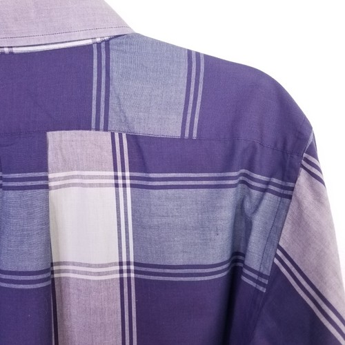Vintage JG Hook men LARGE Purple blue Plaid Long Sleeve Button Up Casual Shirt - Picture 9 of 9