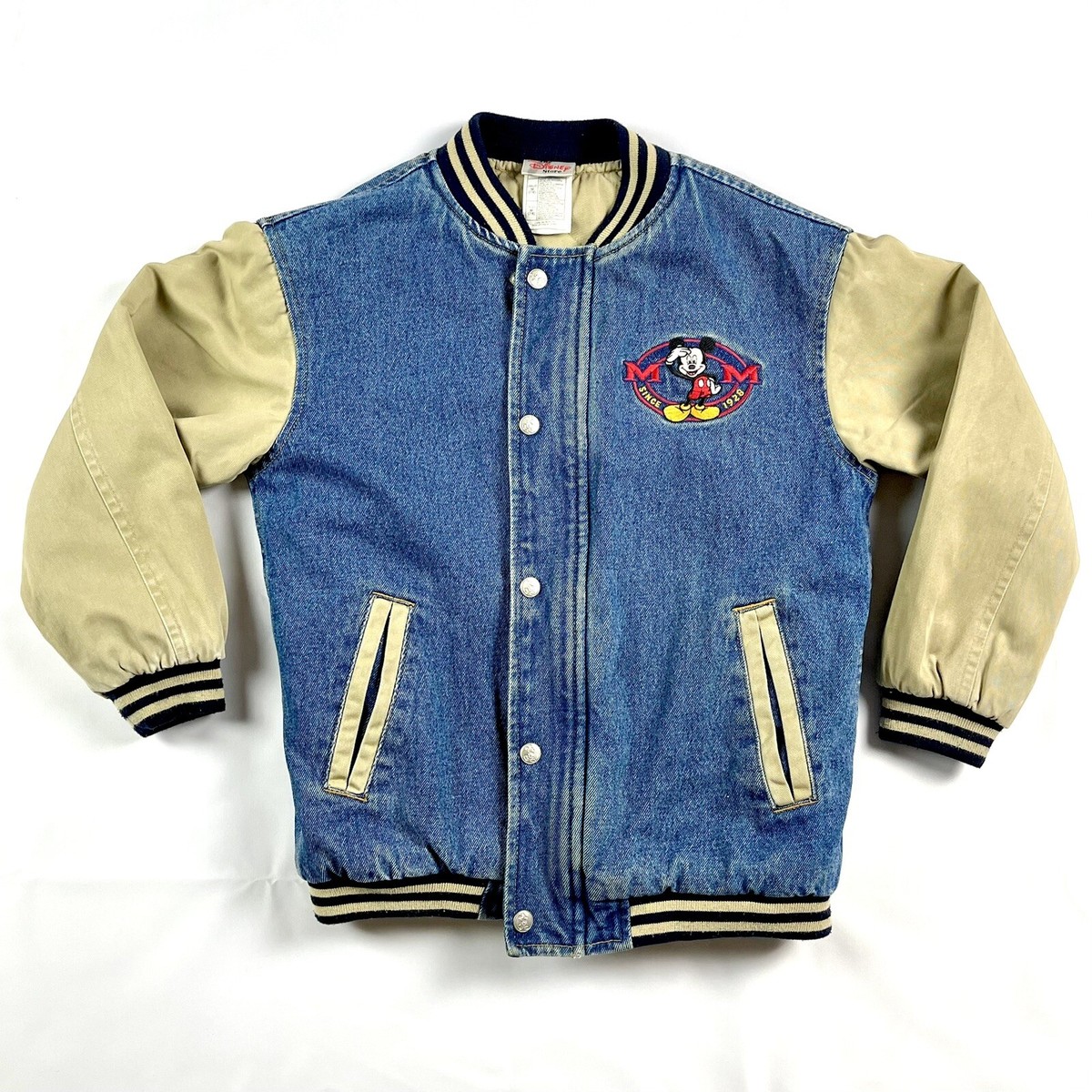 Disney Store Vintage 90s Kids Size 7-8 Varsity Denim Jacket