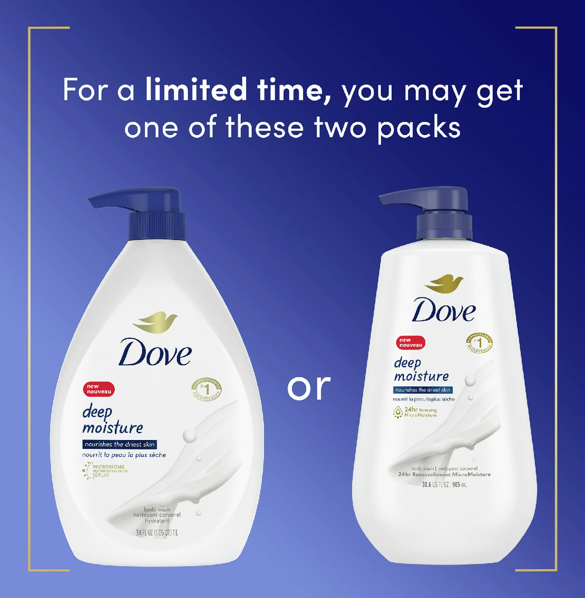 Dove Deep Moisture Liquid Body Wash with Pump Nourishing for