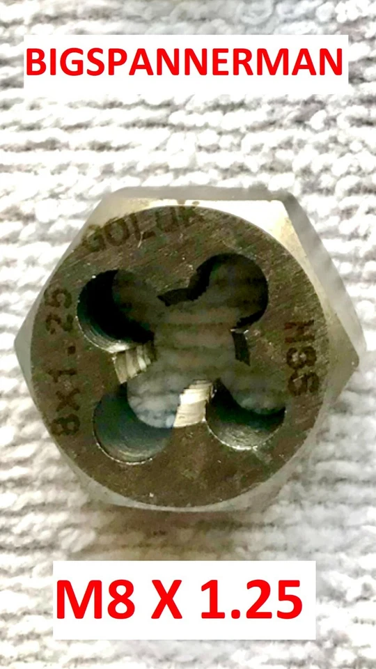 M8 HSS Metric Hex Die Nut 8mm x 1.25mm GOLIATH - UK MADE - TOP QUALITY