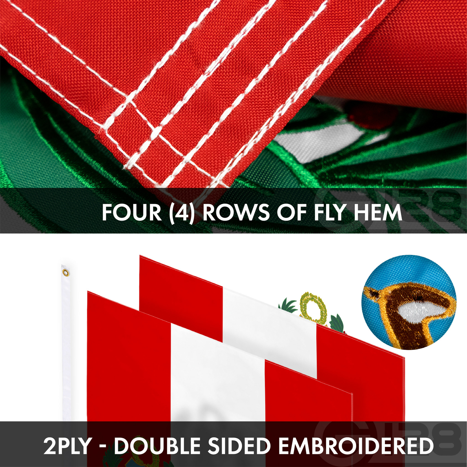 G128 Combo: USA Flag 3x5 Ft Embroidered & Peru Flag 3x5 Ft Double-sided Korzystna, klasyczna popularność