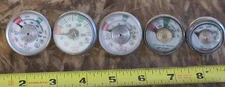 Lot of 5  Small Oxygen Gauges 0-3000 PSI (1/8" NPT) for  Oxyen Regulator's