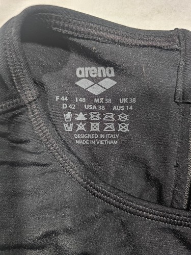 Arena Team Swimsuit Water Polo One Piece Solid Black/White Size 38 New with Tags - Picture 7 of 9