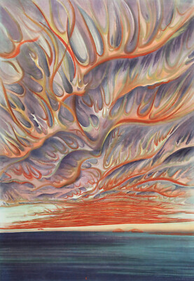 Chiura Obata: Setting Sun in the Sacramento Valley Archival Quality Art Print