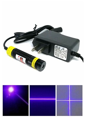 1668 405nm 100mw Violet Blue Laser Module w Focusable Dot Line Cross Heads 5V