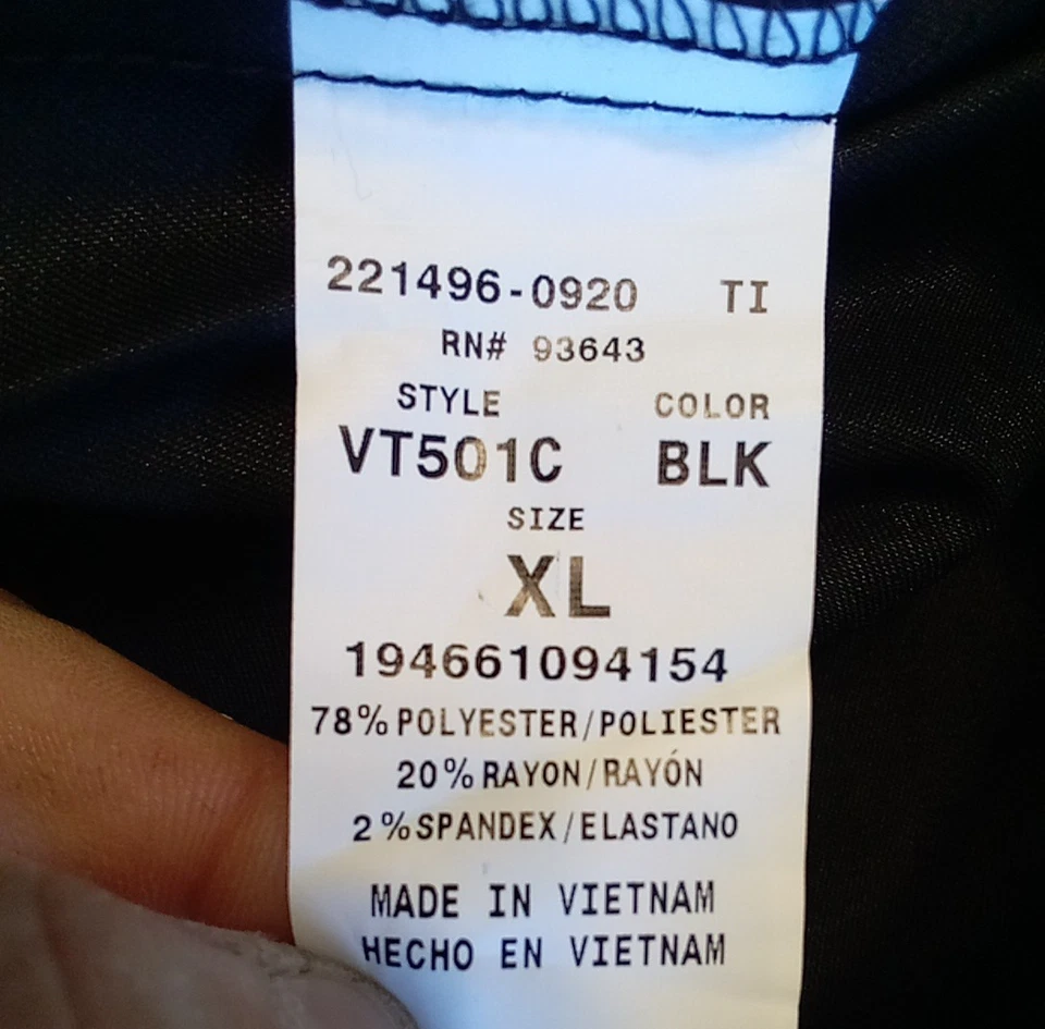 Lote 3 NUEVOS Pantalones Exfoliantes Marca Vital Threads Ropa de Trabajo Negros - XL Foto 2 de 4