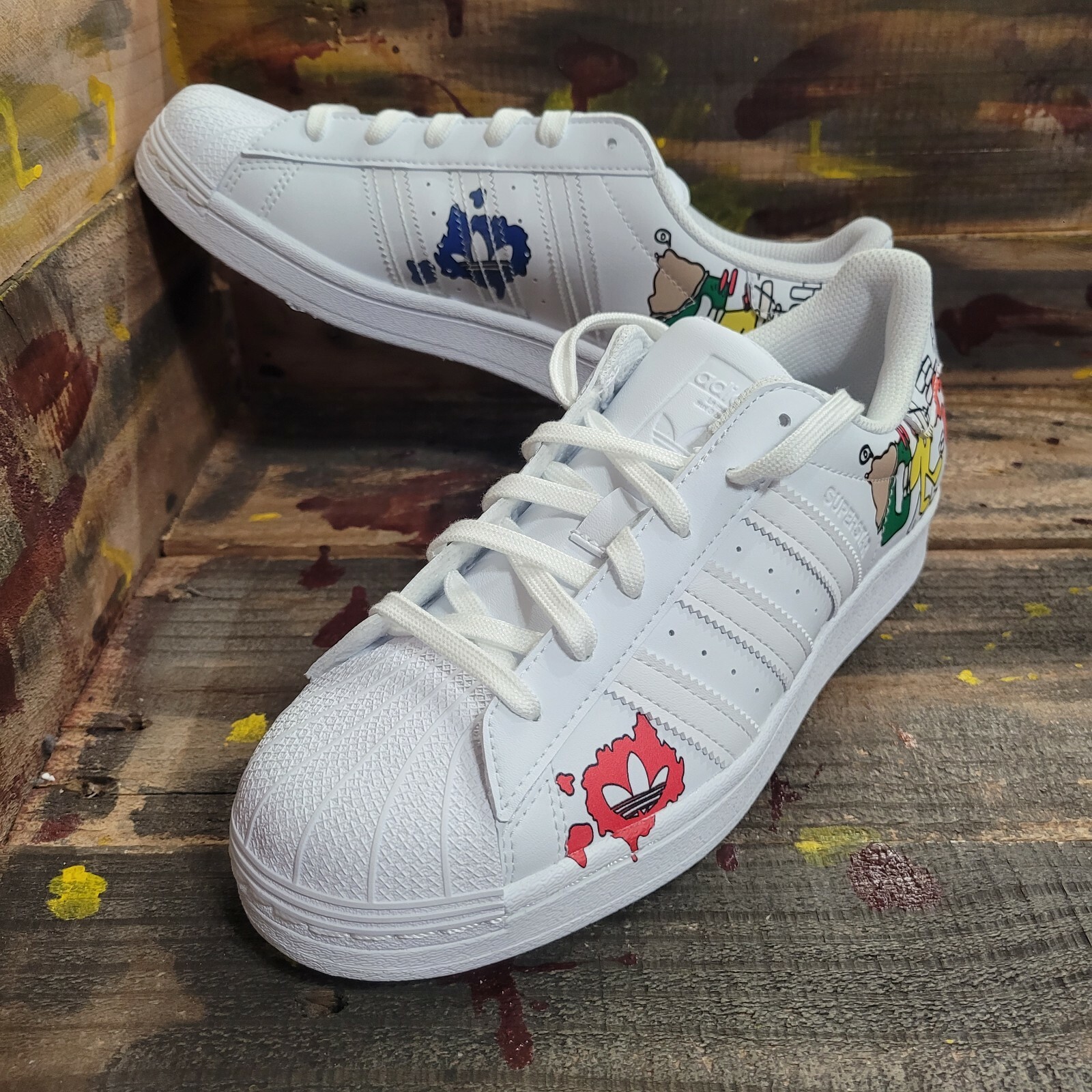 Adidas Superstar Comic Art Shoes White 