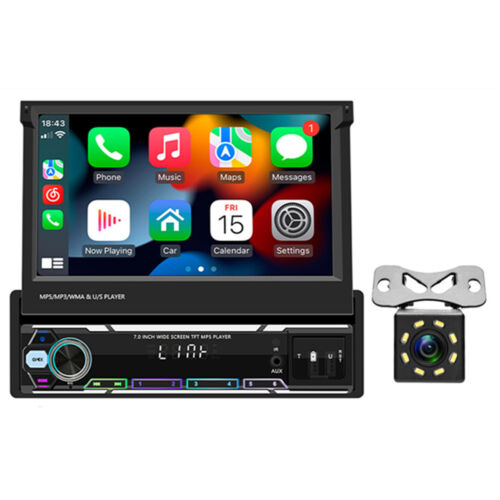 Radio de voiture à dîner unique 7 pouces écran tactile Bluetooth pour Apple CarPlay/Andriod Auto - Photo 1 sur 24