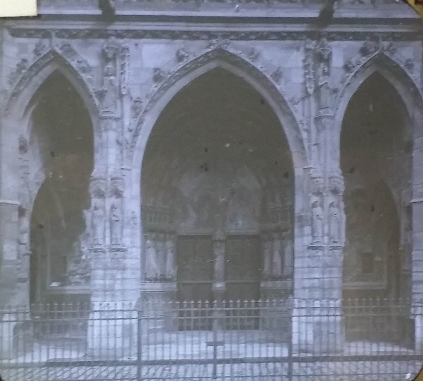Portal of Saint-Germain l'Auxerrois, Paris, France, Magic Lantern Glass Slide