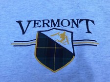 Vintage Embroidered Ski Vermont Gray Plaid Sweatshirt Sz XL USA Made