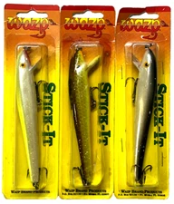 SET OF 3 Wazp Vintage Stick-IT Crank Bait 5" Prl Chart Honeycomb and Slvr Shiner