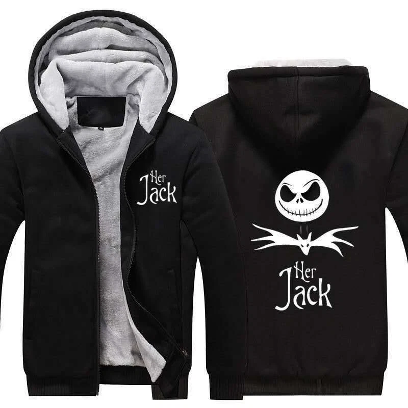 The Nightmare Before Christmas Outwear Jack Sally Warm Coat Unisex Hoodie Jacket - Picture 1 of 13