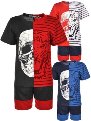 Kinder Short T Shirt Kurze Hose Set Capri Stoff Outfit Sommer 2 Tlg Boy 30308