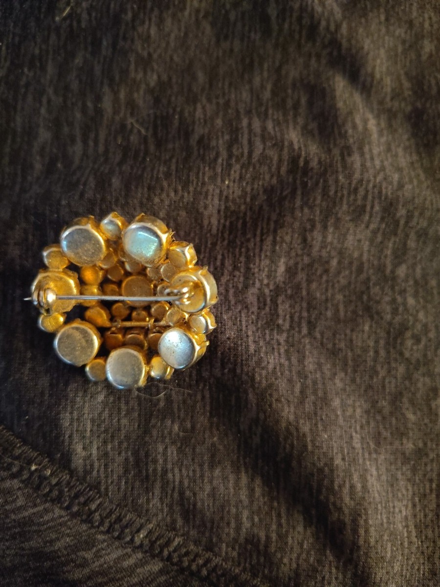 Vintage Swedish Light & Dark Purple Rhinestone/Glass  Layered Flower Brooch! View 3