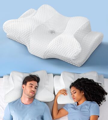 Emircey Contour Memory Foam Cervical Neck Pillow, Adjustable Ergonomic - White