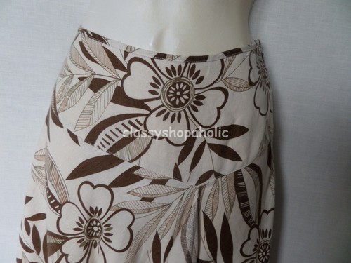 Monsoon Cream Floral Print Linen Wrap Style Skirt - Size 10 - Good Condition - Picture 3 of 7