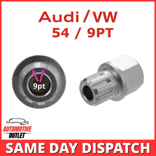 LOCKING WHEEL NUT SECURITY KEY 54 / 9PT SPLINE RIBS FOR AUDI SEAT SKODA VW