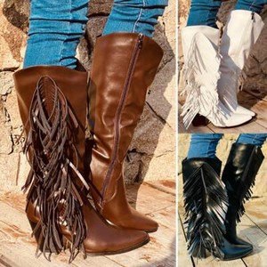 wide calf fringe boots