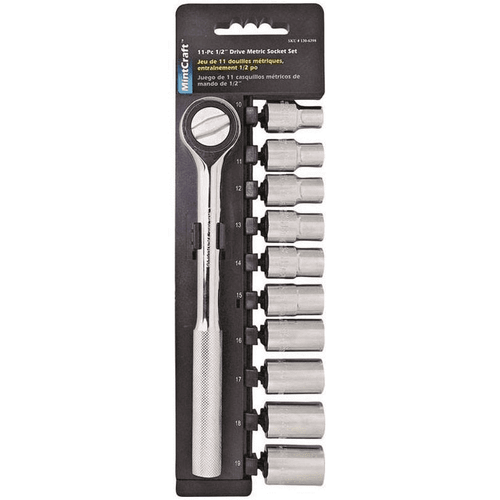 Vulcan 11PC-4M Metric Socket Set, Chrome Vanadium Steel, 11-Piece