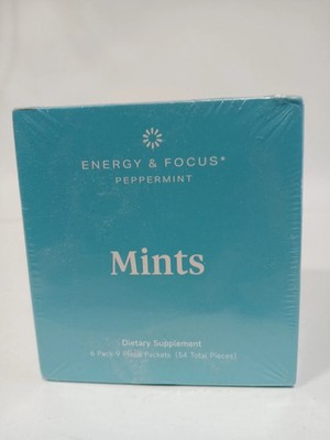 Focus & Energy Caffeine Mints 54 Pieces Sugar Free Peppermint Exp: 2 /2027