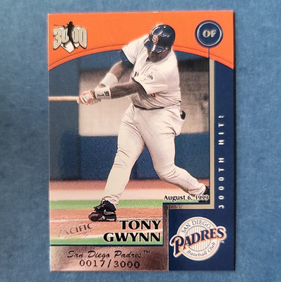 #ad Pacific 1999 3000 Hit Club Tony Gwynn San Diego Padres #19 0017 3000 $15.00