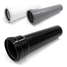 110mm Pushfit Soil Pipe 3m Long Single Socket Black Grey White UPVC